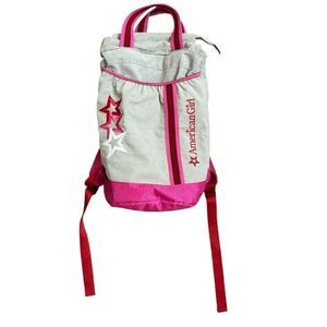 American Girl Corduroy Backpack / Doll Carrier Gray Pink Stars
